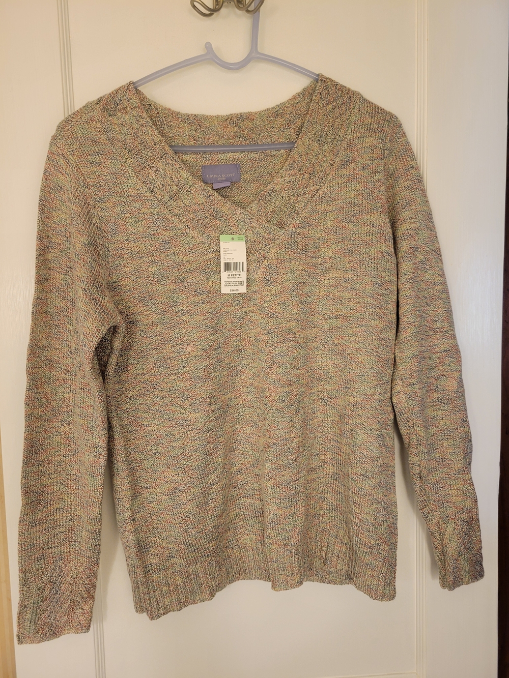 Laura Scott Multicolor Pastel V-Neck Sweater